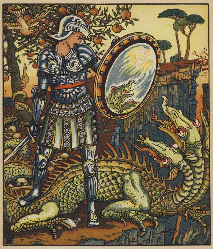 Prins Cheri og dragen af after Walter Crane