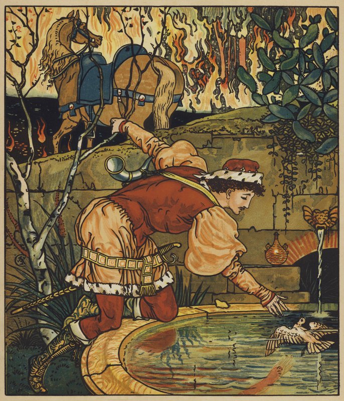 Prins Cheri i den lysende skov af after Walter Crane