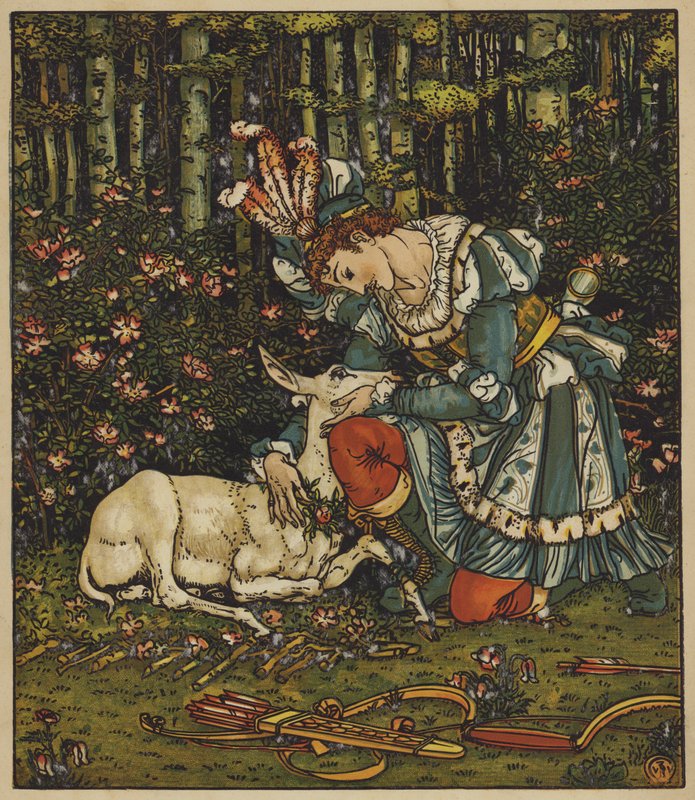 Prins Guerrier plejer den sårede hinde af after Walter Crane