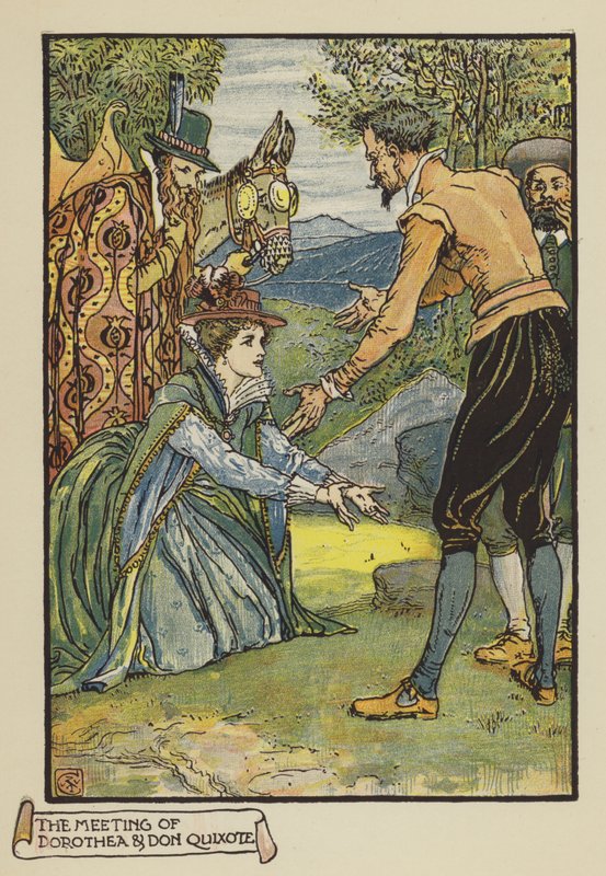Mødet mellem Dorothea og Don Quixote af after Walter Crane
