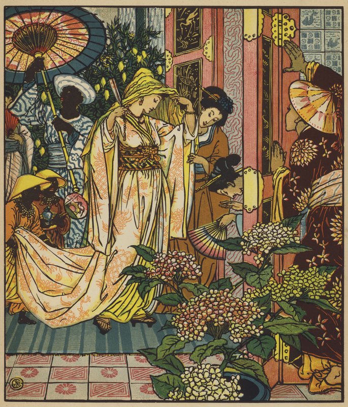 Prinsessen på vej til badet af after Walter Crane