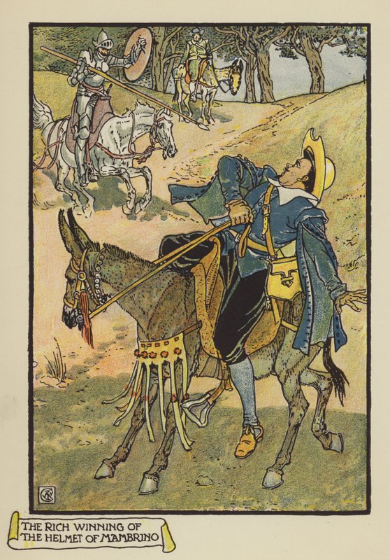 Den rige gevinst af Mambrino-hjelmen af after Walter Crane