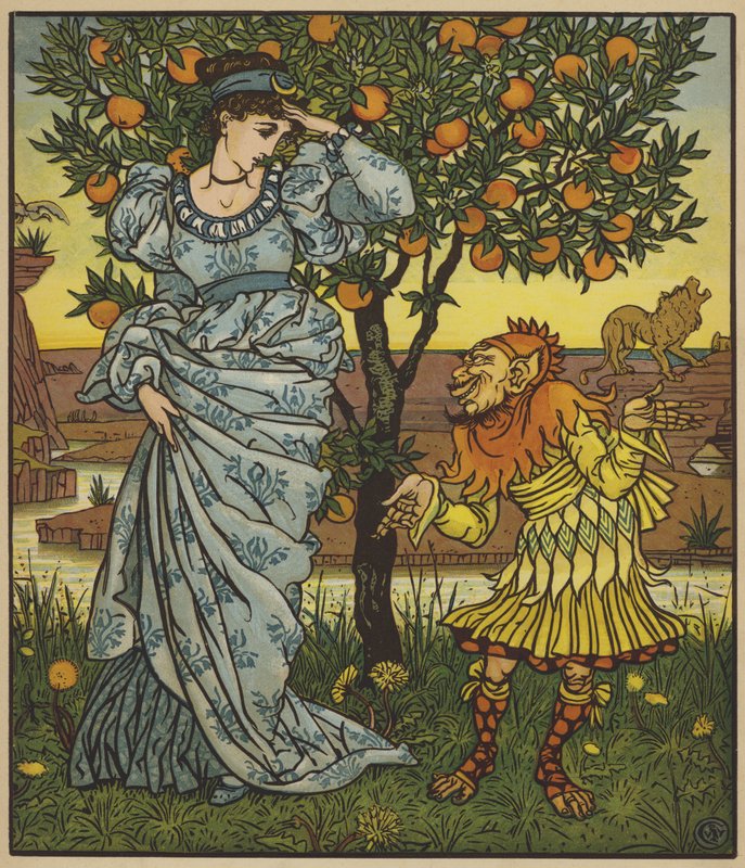 Den gule dværg redder prinsessen fra løverne af after Walter Crane