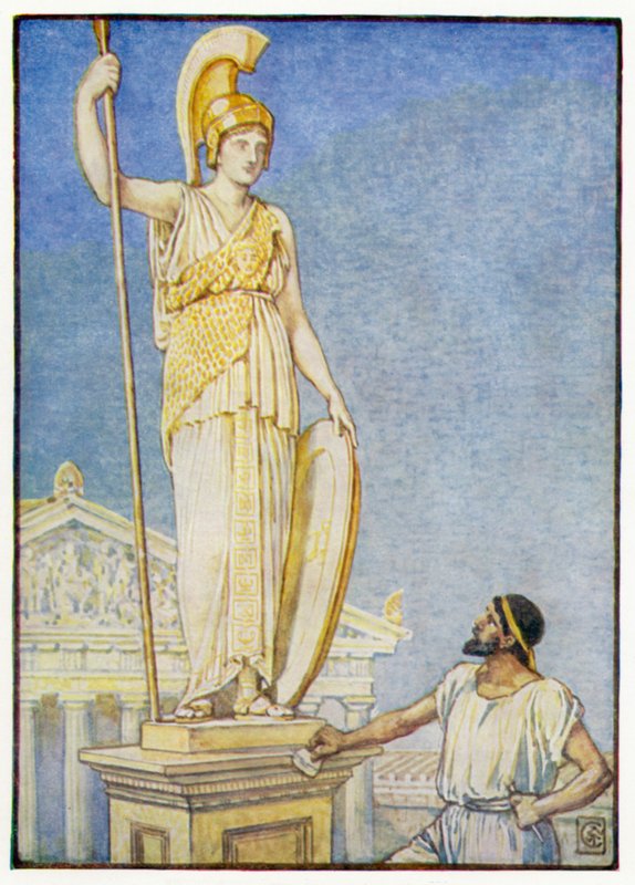 Gudinden var en kolossal figur af after Walter Crane