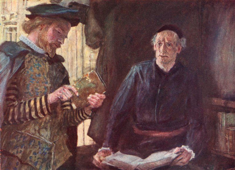 Shakespeare køber en bog fra en bogbod i St Pauls Churchyard, London af after William Hatherell