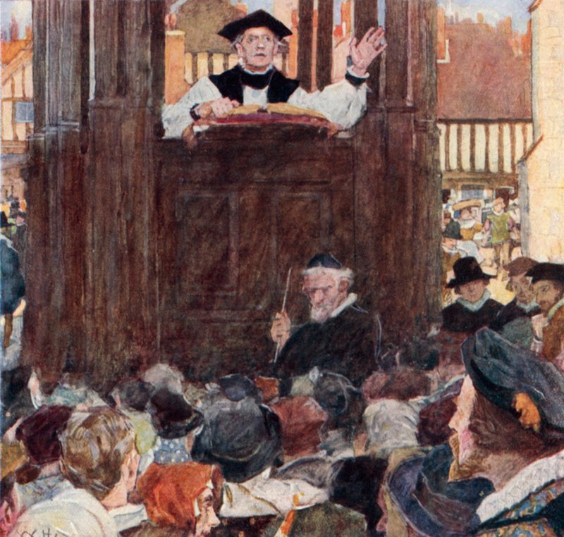 Shakespeare lytter til en prædikant ved St Pauls Cross af after William Hatherell