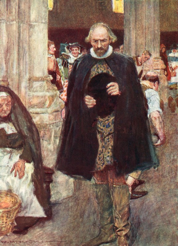 Shakespeare på vandring i Old St Pauls Cathedral, London af after William Hatherell