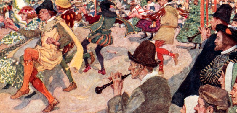 Shakespeare ser en Morris-dans på Maypole i Cornhill, London af after William Hatherell