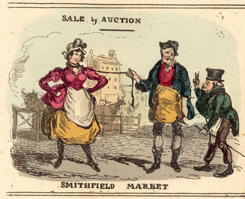 Smuk pige, til salg på auktion på Smithfield Market af after William Heath