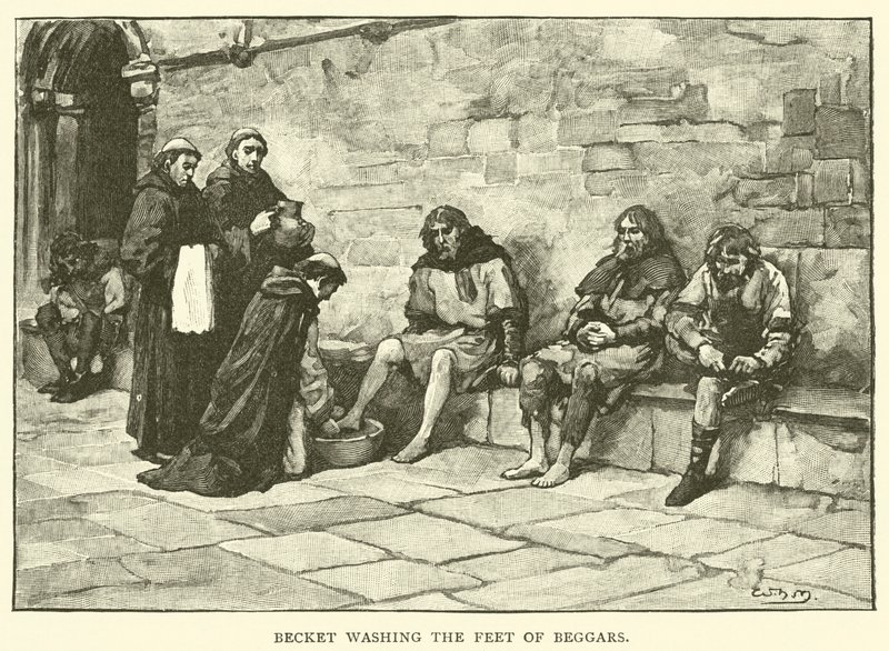 Becket vasker tiggeres fødder af after William Henry Margetson