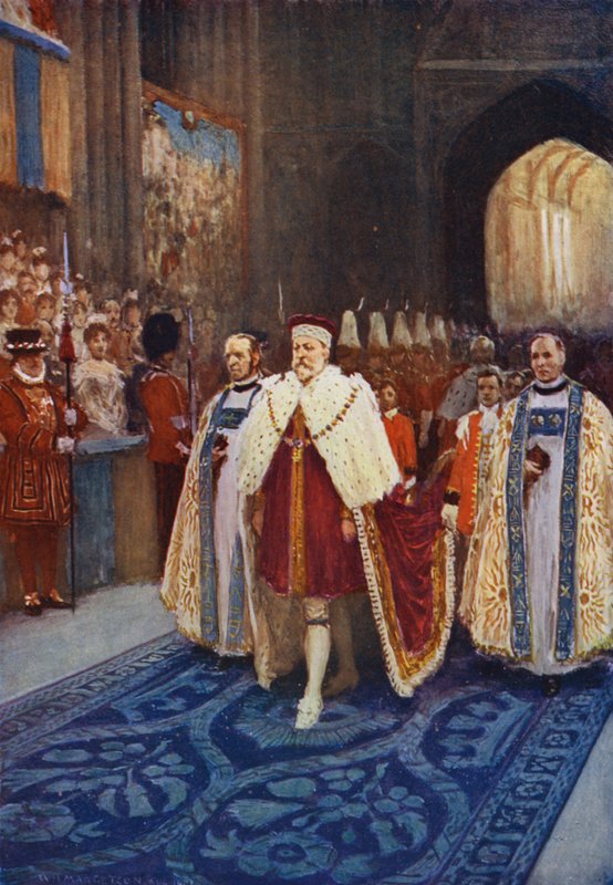 Kong Edward VII går ind i Westminster Abbey ved sin kroning af after William Henry Margetson