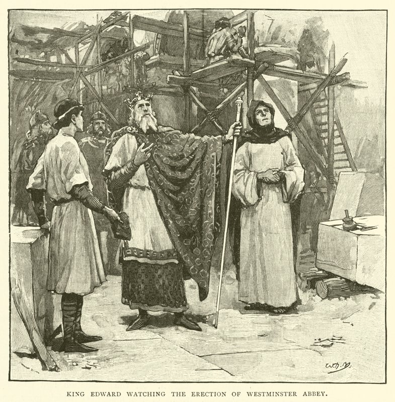 Kong Edward overværer opførelsen af Westminster Abbey af after William Henry Margetson