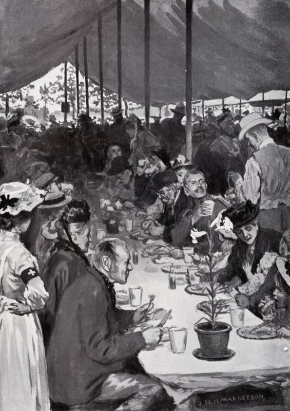 The Kings Dinner på Fulham af after William Henry Margetson
