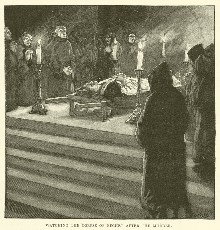 Overvågning af Beckets lig efter mordet af after William Henry Margetson