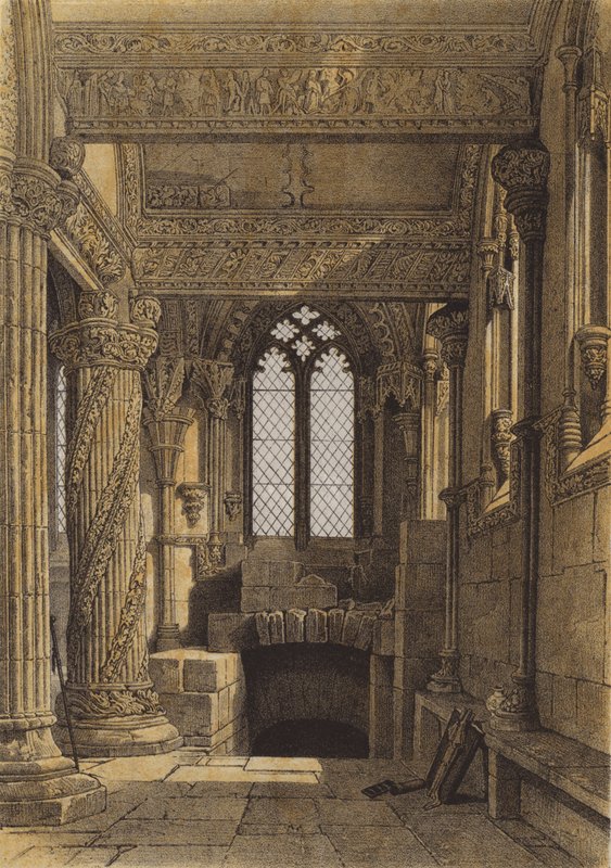 The Prentice Pillar, Roslin Chapel (chromolitho) af after William Leighton Leitch