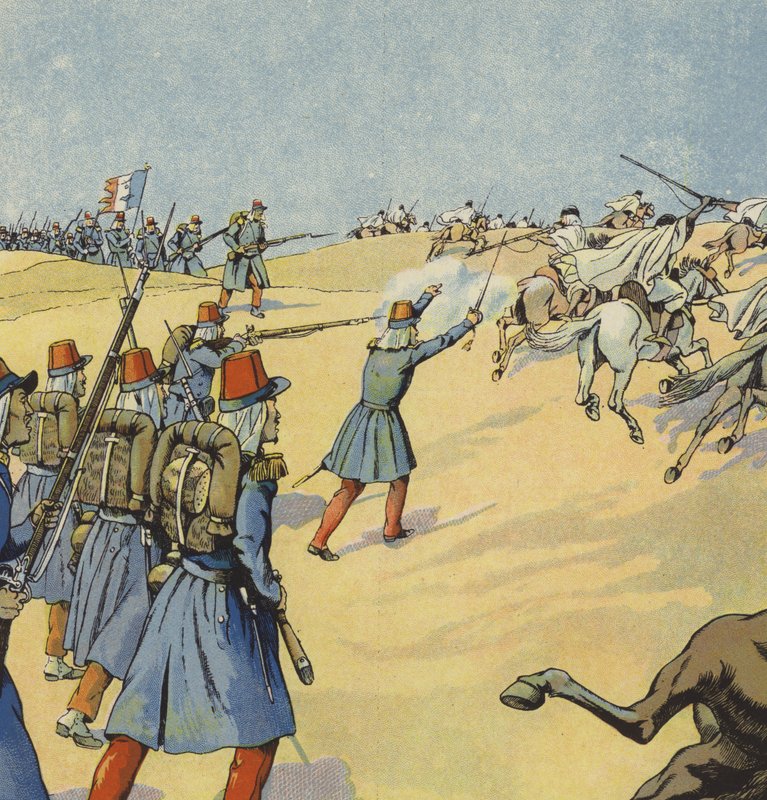 Den franske erobring af Algeriet (farve litho) af pseudonym for Onfray de Breville Jacques Job