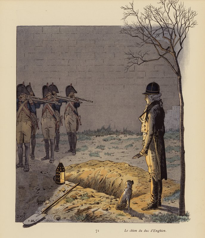 Hertugen af Enghiens hund (farvelitografi) af pseudonym for Onfray de Breville Jacques Job