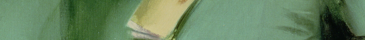 Efter ballet (Ramon Casas i Carbo), Detail: Hand mit gelbem Buch