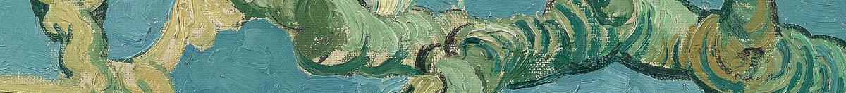 Mandeltræ i blomst (Vincent van Gogh), Detail: Blüten am unteren Ast
