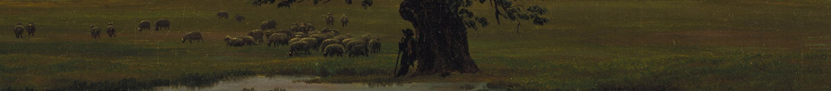Det ensomme træ (Caspar David Friedrich), Detail: Hirte am Stamm mit Schafherde