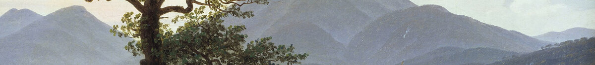 Det ensomme træ (Caspar David Friedrich), Detail: Blaue Bergkette