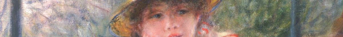 Roernes frokost (Pierre-Auguste Renoir), Detail: Frau mit Strohhut am Geländer