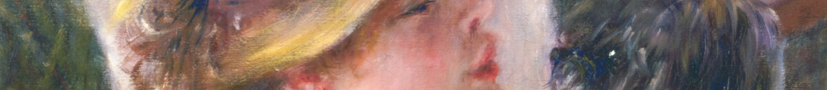 Roernes frokost (Pierre-Auguste Renoir), Detail: Dame mit Blumenhut und Hund