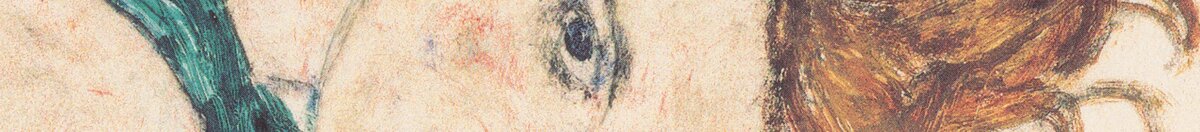 Siddende kvinde med løftet knæ (Egon Schiele), Detail: Gesicht mit rotem Haar
