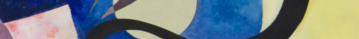 Gul-Rød-Blå (Wassily Kandinsky), Detail: Blauer Kreis mit schwarzer Schlangenlinie