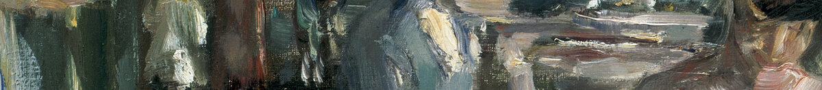 Terrassen ved restaurant Jacob i Nienstedten ved Elben (Max Liebermann), Detail: Frau in Blau