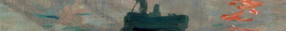 Indtryk, solopgang, 1872 (Claude Monet), Detail: Ruderboot mit Figuren