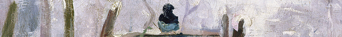 Skaden (Claude Monet), Detail: Elster auf dem Gattertor