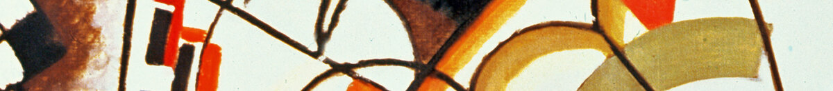Krydsende linjer, 1923 (Wassily Kandinsky), Detail: Schwarz-braune Kopfform mit Kreisaugen