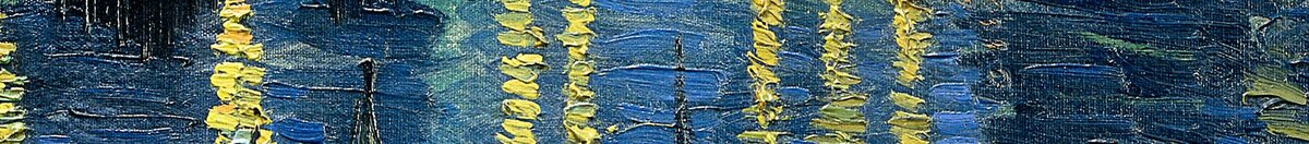 Stjernenat over Rhône (Vincent van Gogh), Detail: Gaslichter im Wasser