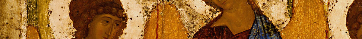 Den hellige treenighed (Troitsa) (Andrei Rublev), Detail: Linker Engel mit Nimbus
