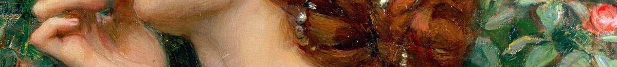 Rosens sjæl, 1908 (John William Waterhouse), Detail: Rotes Haar mit Perlen