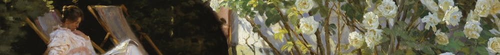 Marie Kroyer siddende i liggestolen i haven ved fru Bendsens hus (Peder Severin Krøyer)