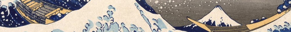 The Great Wave off Kanagawa fra serien '36 Views of Mt. Fuji', 1831 (håndfarvet træbloktryk) (Katsushika Hokusai)