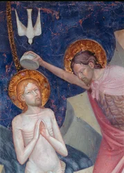 Sankt Johannes Døberen døber Kristus Detalje. Fresco af Lorenzo (ca. 1374-1420) og Jacopo (? -Efter 1427) Salimbeni 1416. Urbino Oratory of San Giovanni