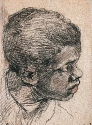 Hoved af en sort dreng, Paolo Caliari, kendt som Veronese (1528-1588), tegning