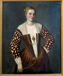 Portræt af en venetiansk kvinde. Maleri af Paolo Veronese (1528-1588)