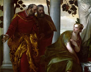 Suzanne og de gamle mænd, detaljer. Maleri af Paolo Caliari dit Paolo Veronese (1528-1588)