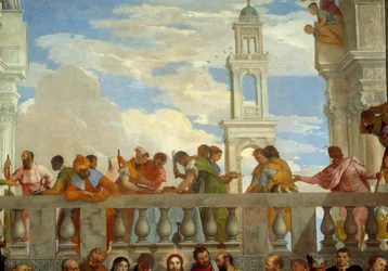 Brylluppet i Cana, detalje: balkon. Fresco af Paolo Veronese (1528-1588) Ec. fre.