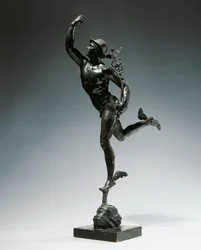 Italien, Milano, Toscana-regionen, bronzestatuette af Flying Mercury