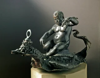 Dværgen Morgante Braccio di Bartolo, dværgen fra Cosimo I de Medici (Cosimo I de Medici). Bronzeskulptur af Giambologna (Giovanni da Bologna eller Johannes af Bologna eller Boulogne