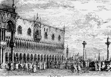 Dogepaladset og Piera del Bando, Venedig, gravering af Giovanni Antonio Canal, kendt som Canaletto (1697-1768), Italien