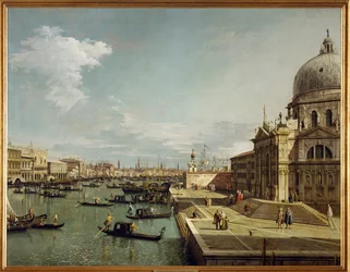 Indgang til Canal Grande og kirken Maria Salute i Venedig (maleri på lærred)