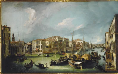 Canal Grande i Venedig med Rialto-broen (maleri på lærred)