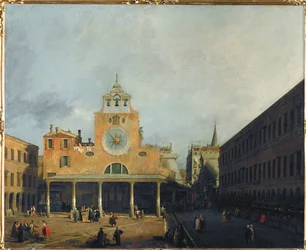 Pladsen foran San Giacomo di Rialto, Venedig (maleri på lærred)