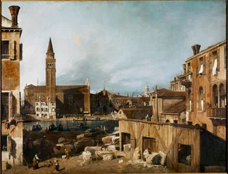 Stenhuggernes gård; Venedig: Campo San Vidal og kirken Sta (olie på lærred)